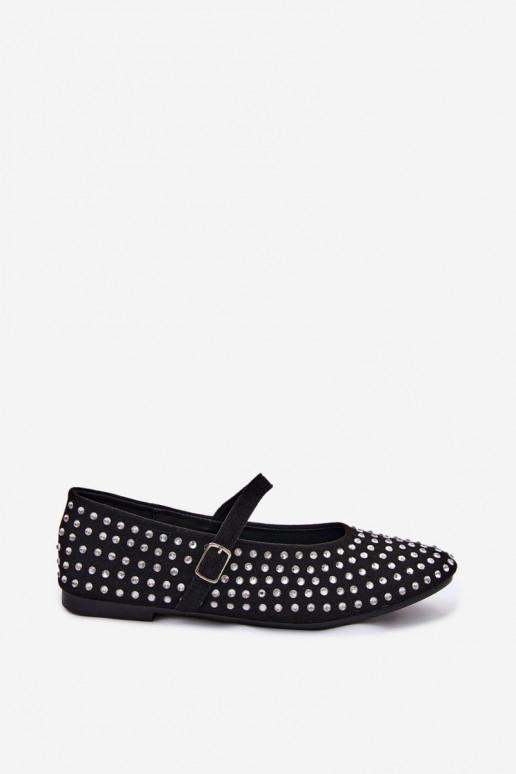 Schwarze dekorierte Ballerinas mit Riemchen Nerolia