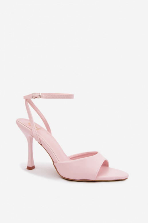 Rosa Damen-Sandalen mit dünnen Absätzen aus Kunstleder Palmer