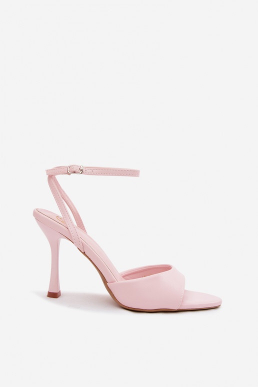 Rosa Damen-Sandalen mit dünnen Absätzen aus Kunstleder Palmer
