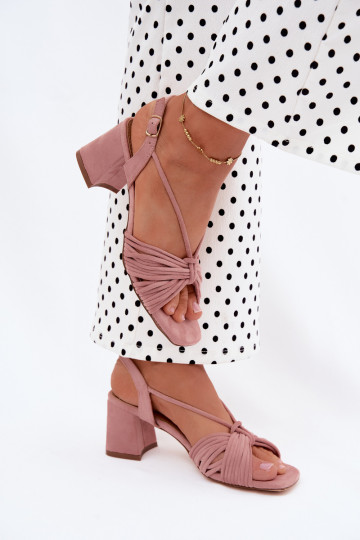 Damen-Sandalen mit Riemen und Absätzen in rosa Taffina