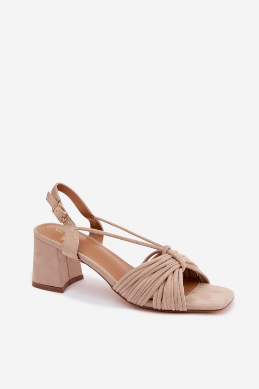 Damen-Sandalen mit Riemen und Absätzen in sandfarben Taffina