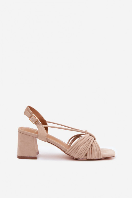 Damen-Sandalen mit Riemen und Absätzen in sandfarben Taffina