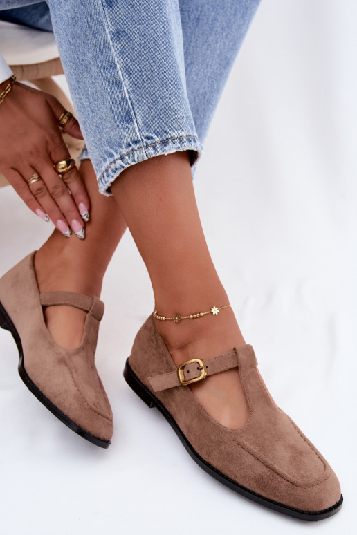 Damen Schuhe mit Riemen aus Kunstveloursleder in khaki Bonnia