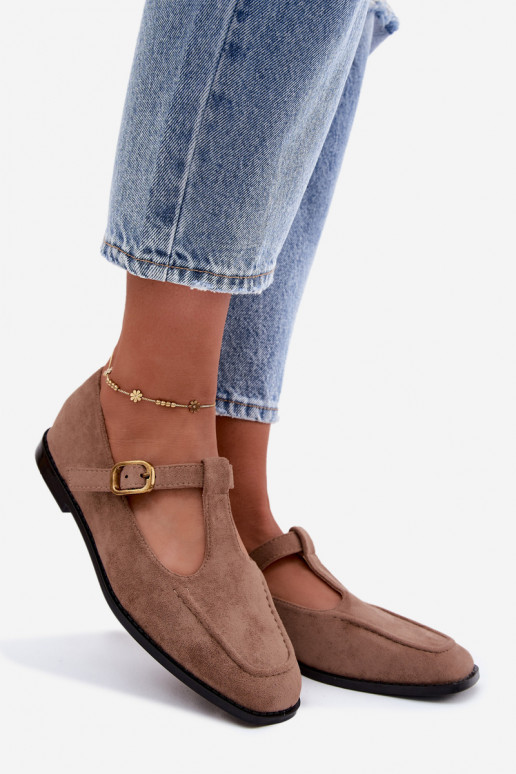Damen Schuhe mit Riemen aus Kunstveloursleder in khaki Bonnia
