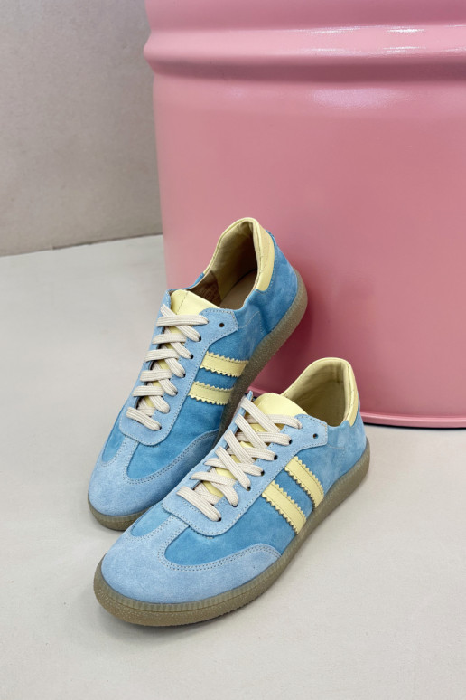 Himmelblaue Veloursleder-Sneakers Zazoo N1068