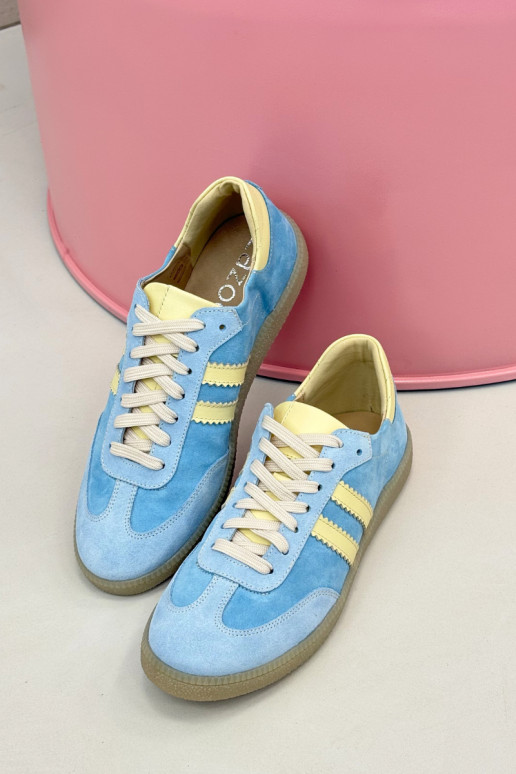 Himmelblaue Veloursleder-Sneakers Zazoo N1068