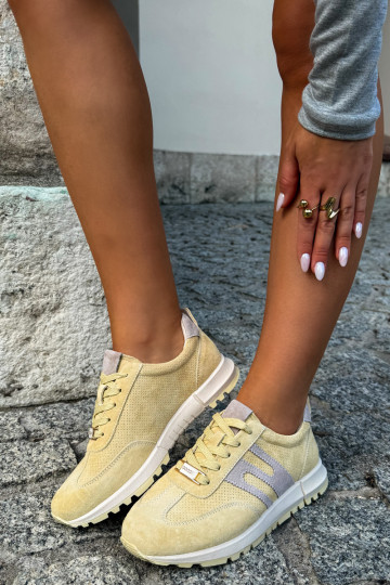 Gelbe Damen-Sneaker Lovey aus Kunstveloursleder