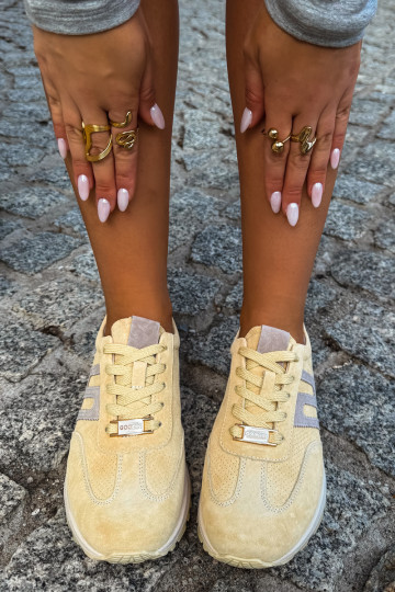 Gelbe Damen-Sneaker Lovey aus Kunstveloursleder 2