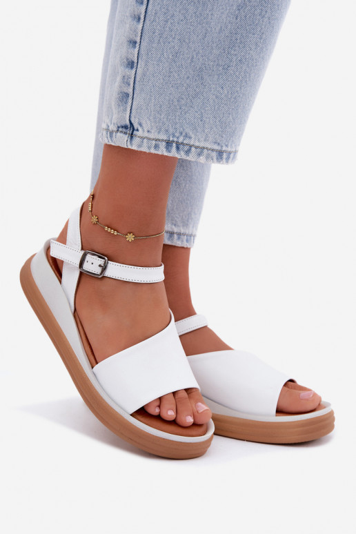 Weiße Damen-Sandalen mit Plattform