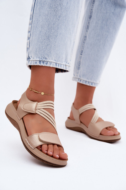Goldene Damen-Sandalen mit elastischen Riemen