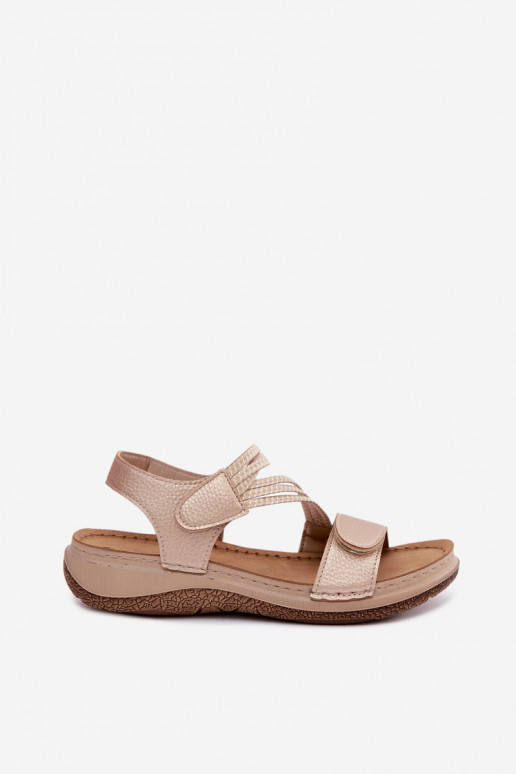 Goldene Damen-Sandalen mit elastischen Riemen