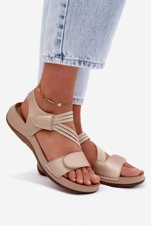 Goldene Damen-Sandalen mit elastischen Riemen