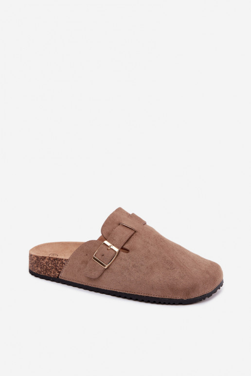 Damenclogs mit goldenen Schnallen in Khaki Alpine