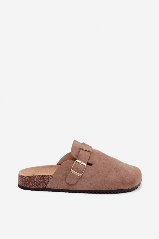Damenclogs mit goldenen Schnallen in Khaki Alpine