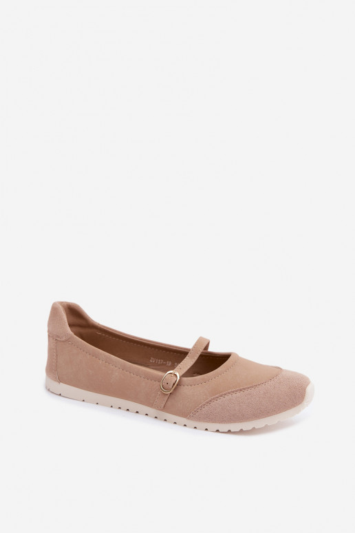 Sportliche Ballerinas mit Riemen in Sand Charmy