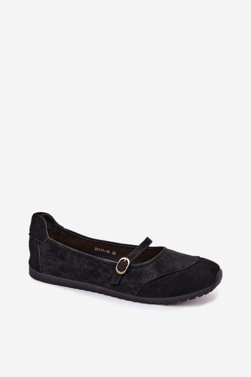 Sportliche Ballerinas mit Riemen in Schwarz Charmy