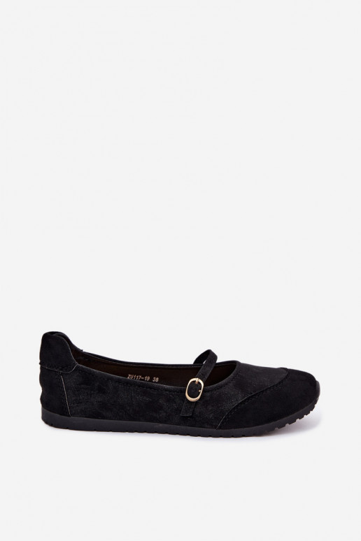 Sportliche Ballerinas mit Riemen in Schwarz Charmy