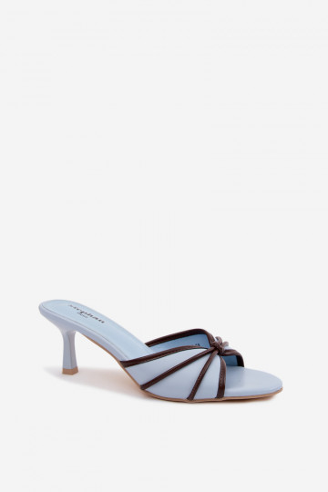 Damen-Slipper mit dünnen Absätzen aus Kunstleder in Blau Orchidia 2