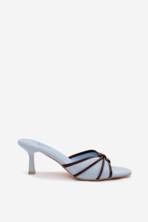 Damen-Slipper mit dünnen Absätzen aus Kunstleder in Blau Orchidia
