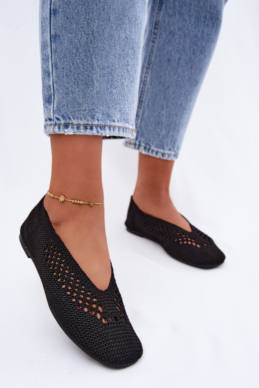 Ausschnitt flache Ballerinas in schwarz Hibisca