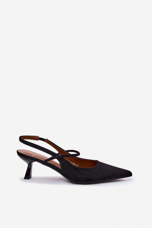Damen-Sandalen mit Absätzen aus schwarzem Kunstveloursleder Tai turirshia