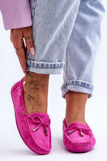 Elegante rosa Damensuede-Mokassins Si Passione