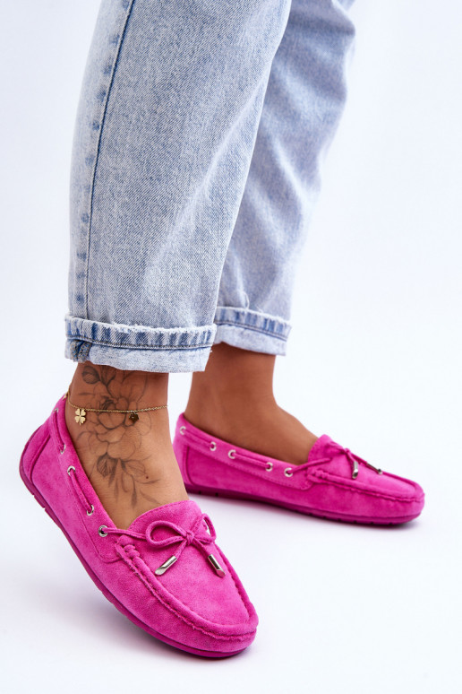 Elegante rosa Damensuede-Mokassins Si Passione