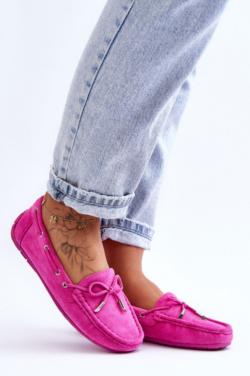 Elegante rosa Damensuede-Mokassins Si Passione