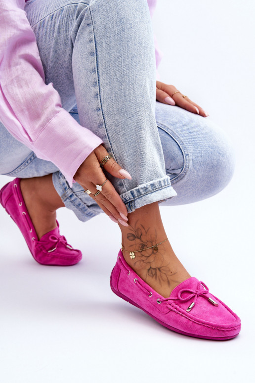 Elegante rosa Damensuede-Mokassins Si Passione