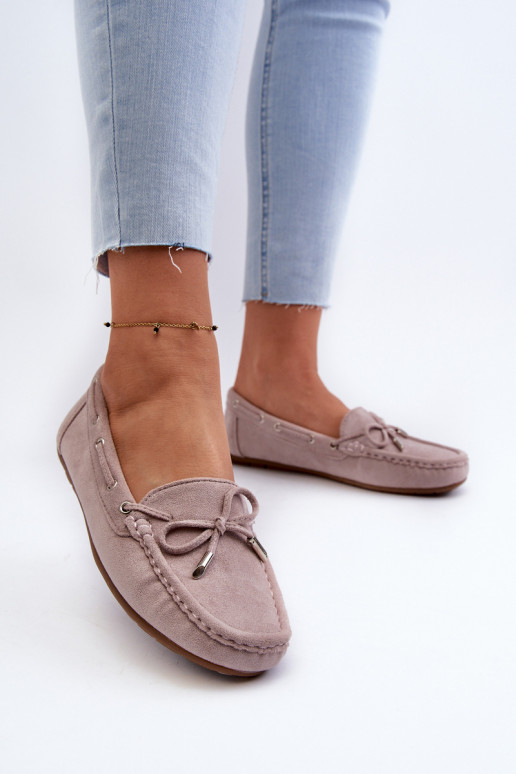 Elegante lila Damensuede-Mokassins Si Passione