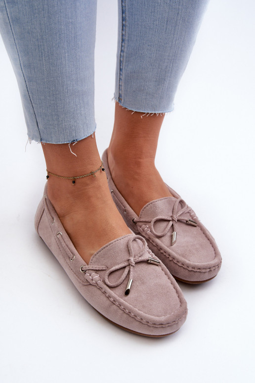 Elegante lila Damensuede-Mokassins Si Passione