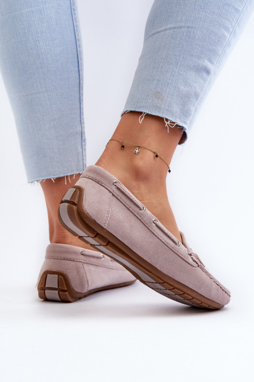 Elegante lila Damensuede-Mokassins Si Passione