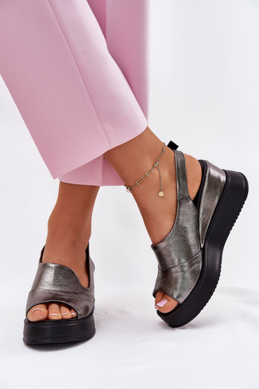 Damen graue Plateausandalen Artiker 54C0402