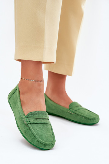 Elegante grüne Damensuede-Mokassins Lenvie