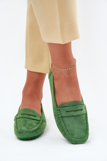 Elegante grüne Damensuede-Mokassins Lenvie 2