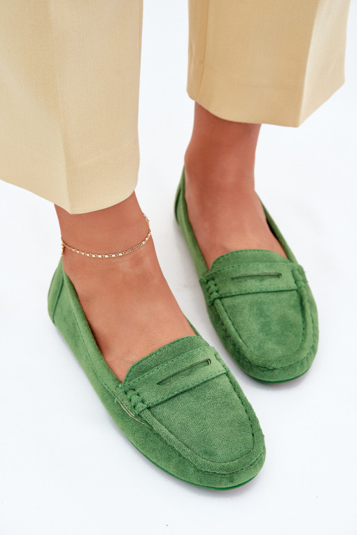 Elegante grüne Damensuede-Mokassins Lenvie