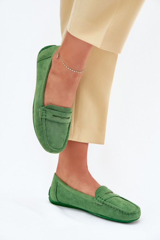 Elegante grüne Damensuede-Mokassins Lenvie