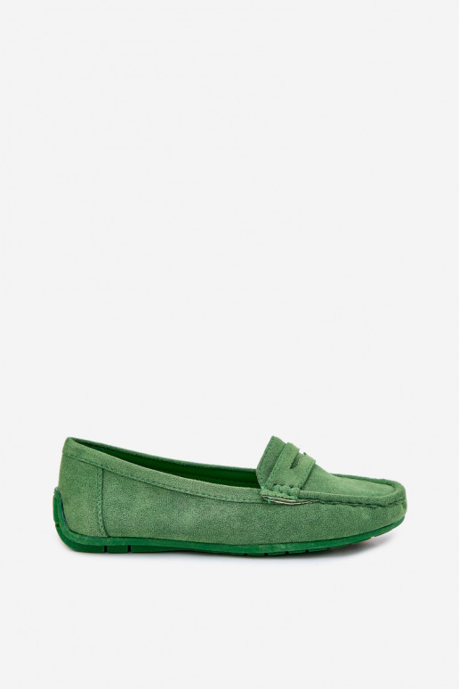 Elegante grüne Damensuede-Mokassins Lenvie