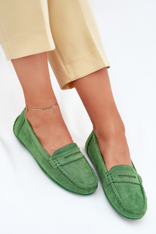 Elegante grüne Damensuede-Mokassins Lenvie