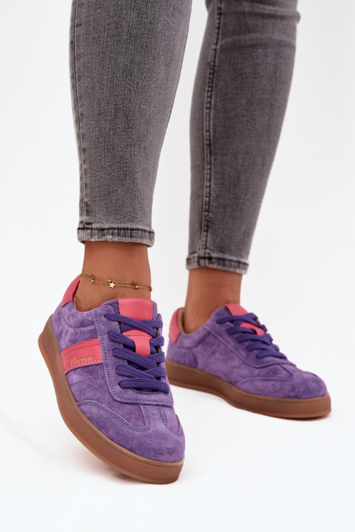 Lila Damen-Sneaker aus Kunstleder Vinceza 79576