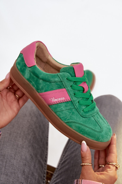 Grüne Damen-Sneaker aus Kunstleder Vinceza 79576