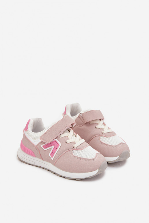 Rosa Kinder-Sneaker mit Klettverschluss Galisse