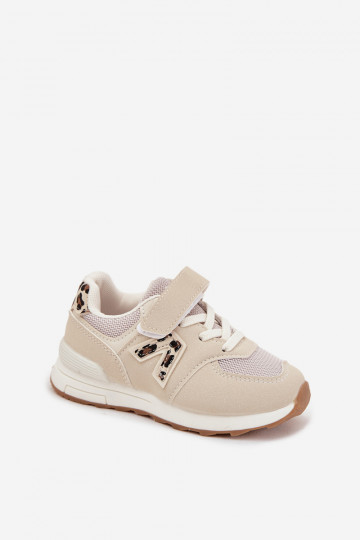 Beige Kinder-Sneaker mit Klettverschluss Galisse 2
