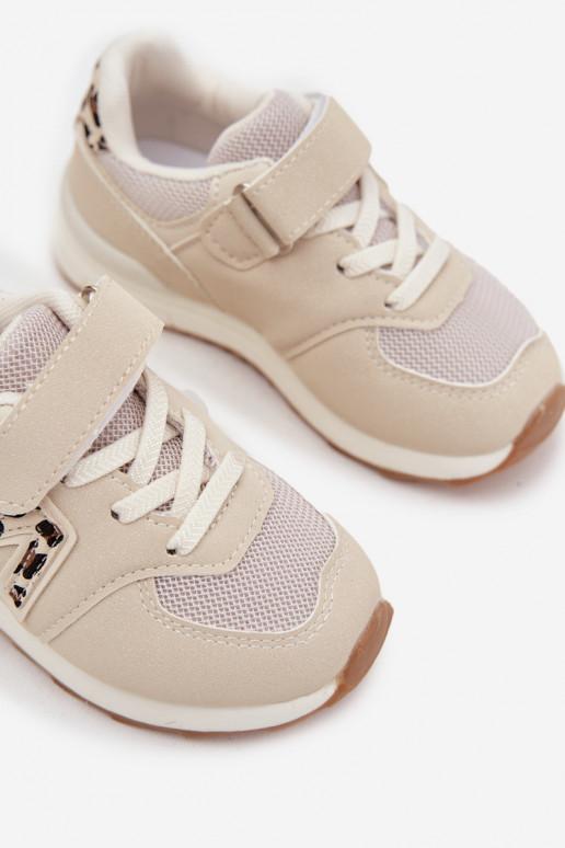 Beige Kinder-Sneaker mit Klettverschluss Galisse