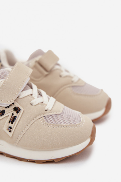 Beige Kinder-Sneaker mit Klettverschluss Galisse