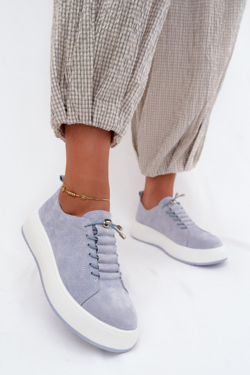 Blaue Plattform-Sneaker aus Kunstveloursleder Blushy 2