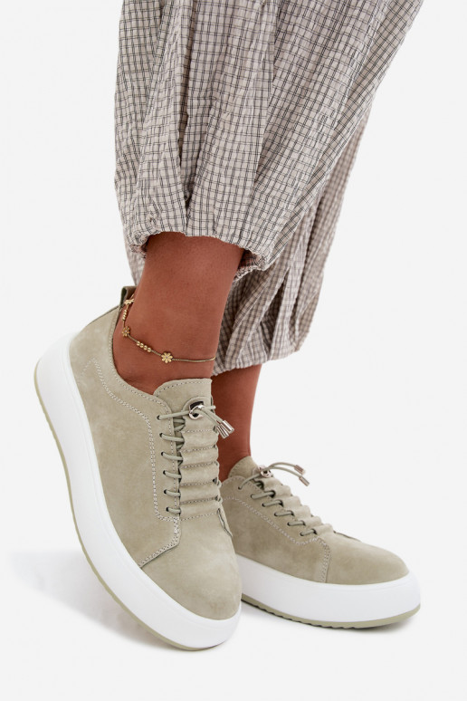 Schuhe Sneakers Stilvollllschuhe mit einer PlattformErmöglichtturalnego aus INildlederu Mintfarbe Blushy