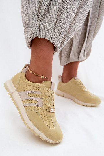Gelbe Damen-Sneaker Lovey aus Kunstveloursleder