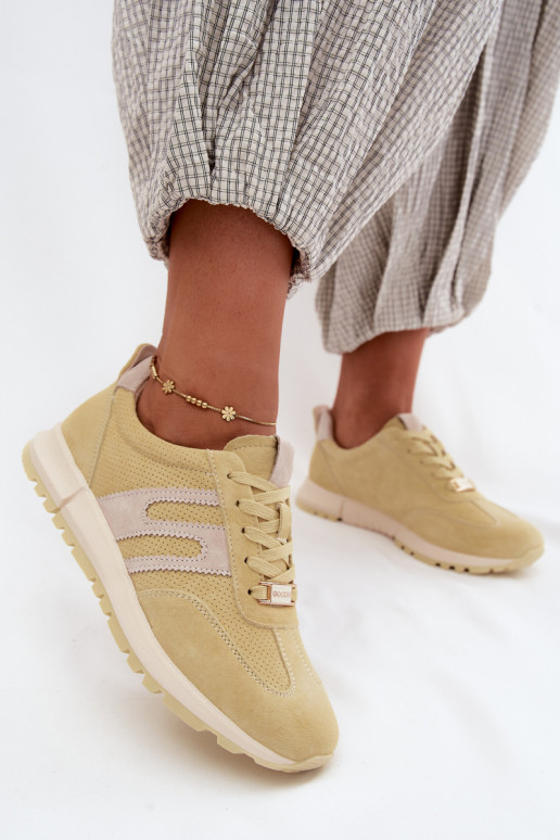Gelbe Damen-Sneaker Lovey aus Kunstveloursleder