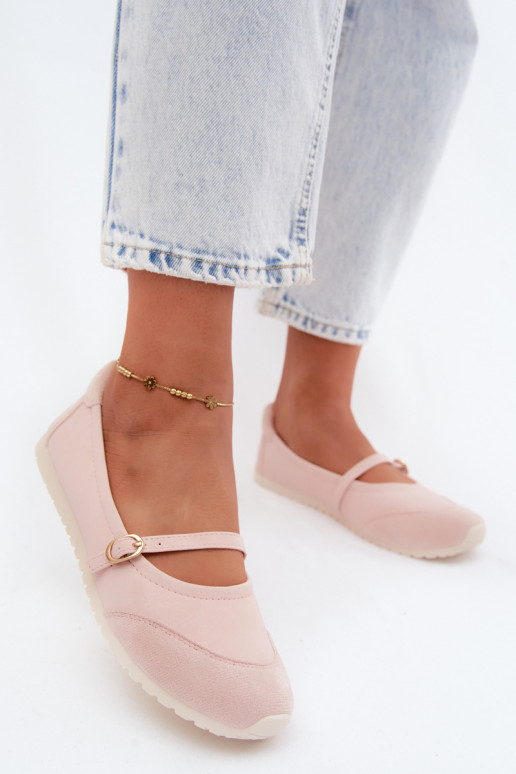 Ballerinas Sportlicher Stil mit Riemen pinke Farbe Charmy